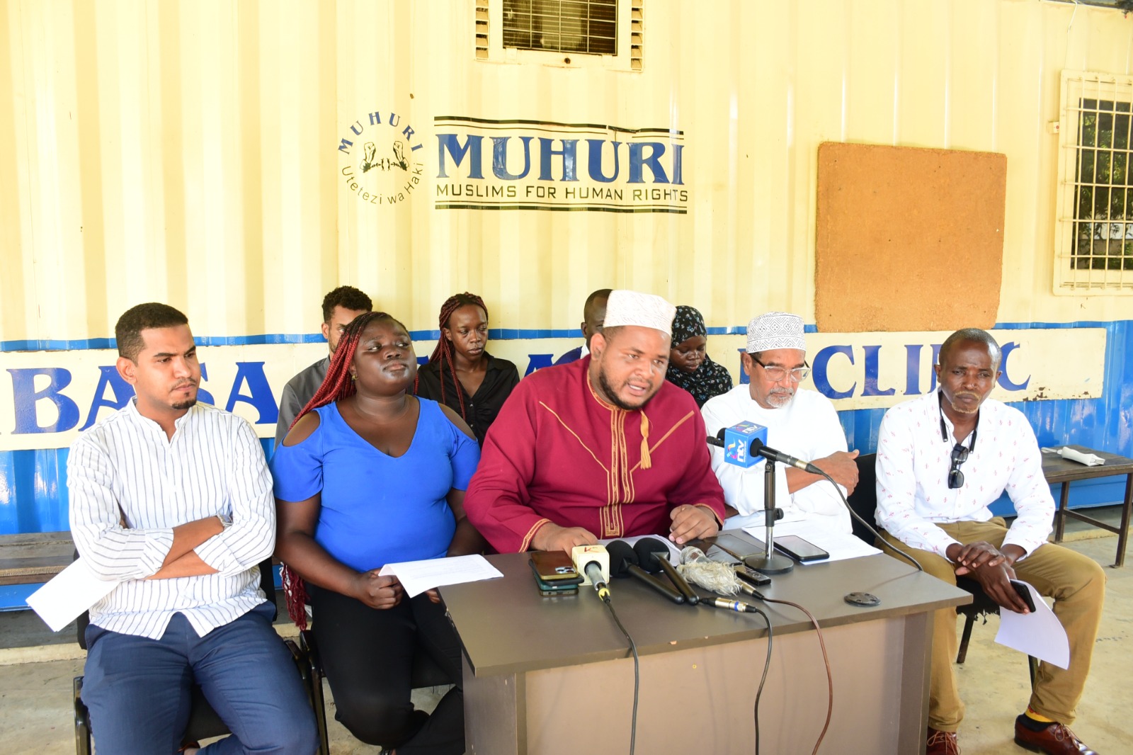 Mtwapa road KeNHA protest — MUHURI and Vocal Africa officials at Mombasa press conference May 2026