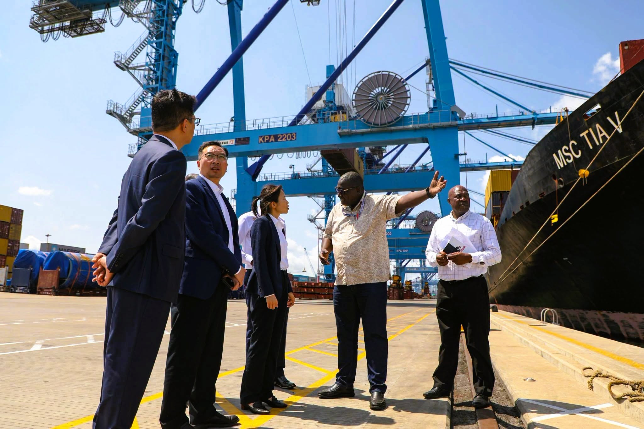 Nanjing Port Mombasa delegation tours container terminal at Kilindini Harbour